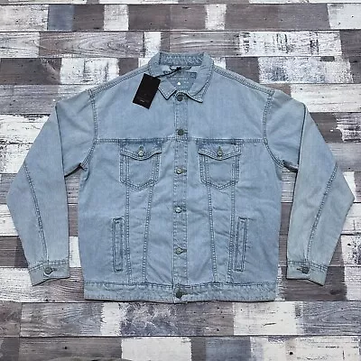 Buy Only & Sons Rick Oversize Trucker Button Up Denim Jacket Men's M Blue Brand New • 9.95£