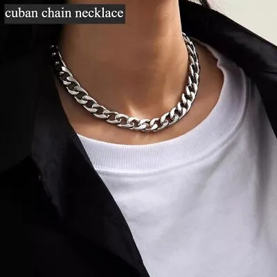 Buy Punk Cuban Choker Necklace Chunky Chain Heavy - Stainless Steel Fashion Jewelry • 16.75£