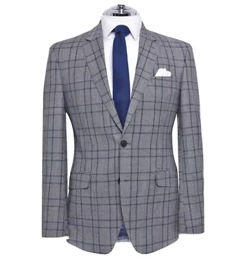 Buy Farah Slim Fit Jacket In Grey Bold Check Wool By T.m.lewin Size 39r • 49.99£