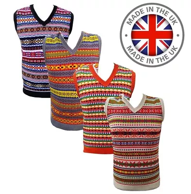 Buy Mens Unisex Women Vest Tanktop Vintage Sleeveless Knitted Knit Retro Jumper • 29.95£