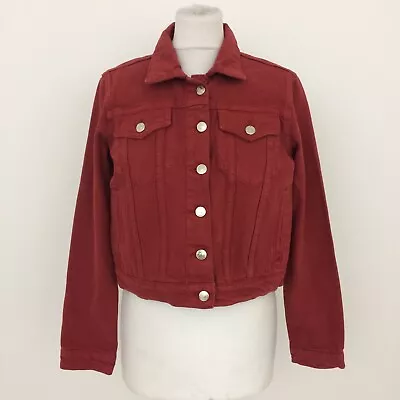 Buy Bolongaro Women's Jacket Size Small Red Cropped Denim Pockets Buttons Used F1 • 9.99£