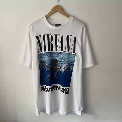 Buy Nirvana Nevermind 1991 UK Tour Band T-Shirt Single Stitch 100% Cotton Size XL • 499.99£