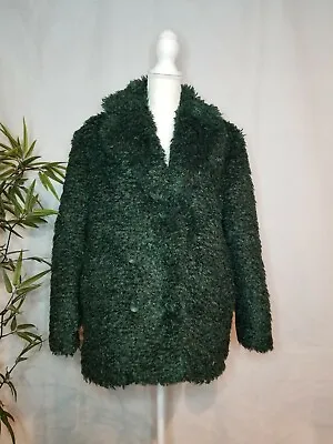 Buy Mural Faux Fur Coat Size XS Green Comfort Bulkie Trendy Modern Winter Jacket • 33.06£