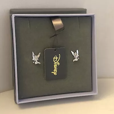 Buy Disney Couture White Gold Plated Sitting Tinkerbell Earrings Gift Jewellery NEW • 21.99£
