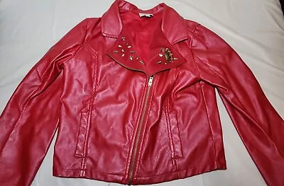 Buy Disney D-Signed Descendants  Moto Faux Leather Jacket Girls Size Medium 10-12 • 22.45£