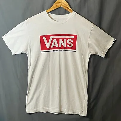 Buy Vans Mens T Shirt Small White Embroidered Logo Short Sleeve Crew Neck Cotton • 10.99£