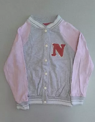 Buy Girls NEXT 100% Cotton Grey/Pink Varsity Jacket Age 9 Years • 12.90£