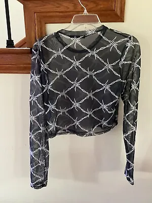 Buy Rock Rose Couture Size L Barbed Wire Mesh Crop Top Sheer Retro Rock Punk • 14.40£