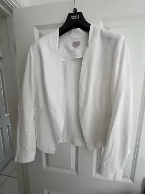 Buy Marks & Spencer White Unlined Linen Mix  Jacket  - Size 18 • 5£