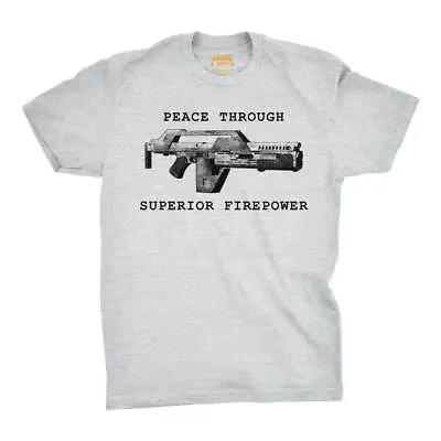 Buy Peace Through Superior Firepower Tee Mens Crew Neck Short Sleeve T-Shirt Top • 14.95£