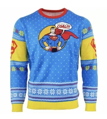Buy Small (UK) Superman Ugly Christmas Xmas Jumper Sweater By Numskull DC Metropolis • 33.99£
