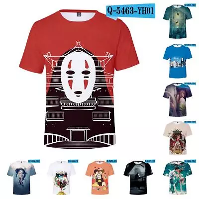 Buy Spirited Away 3D T-Shirts Short Sleeve Tee Kaonashi Casual Teens Summer Tee Tops • 14.39£