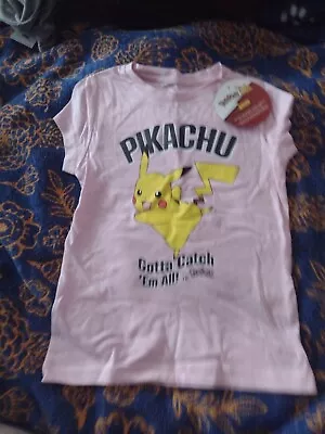 Buy Pokémon Fashion UK Size 5-6 Pink Pikachu T-shirt • 10.99£
