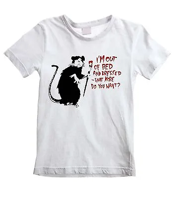Buy BANKSY I'M OUT OF BED AND DRESSED RAT UNISEX KIDS T-SHIRT -  All Sizes • 10.95£