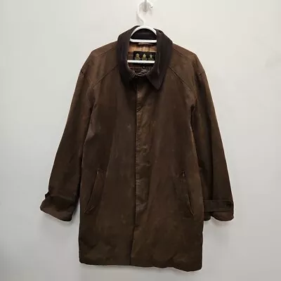 Buy Barbour Men's Merton Mac Wax Waterproof Brown Country Jacket Trench Coat Size XL • 149.99£