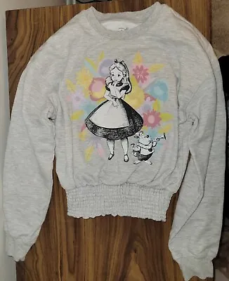 Buy Disney Alice In Wonderland Sweatshirt Women's Small Gray Pintuck Hem Nice Cond. • 14.47£