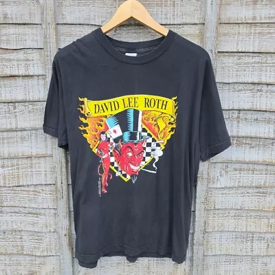 Buy Rare Vintage 90s David Lee Roth Van Halen Band Tour Single Stitch T Shirt 1991 • 89.99£