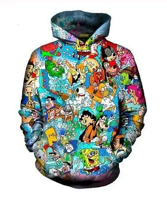 Buy 90s Cartoon 3d Print Hoodie Men/Womens Long Sleeve Sweatshirt Pullover Tops • 17.99£