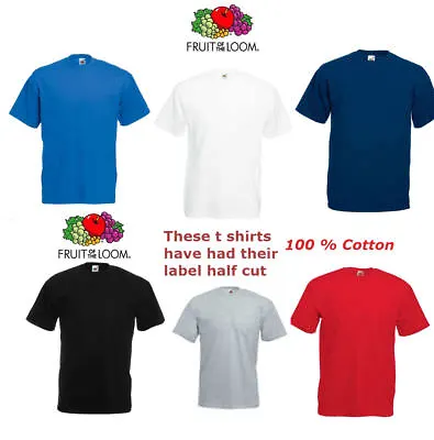 Buy Mens Plain Quality Fruit Of The Loom Weight Cotton Round Neck T Shirt Small- 5XL • 4.05£