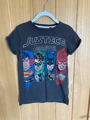 Buy NEXT Boys Grey Cotton Basic T-Shirt Size 6 Years Round Neck - Justice League • 3£