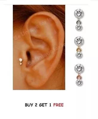 Buy Cartilage Tragus Helix Bar Crystal Dangle Stud  Screw In Helix Earring • 4.99£