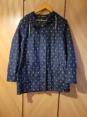 Buy Bonmarche Navy Blue Raincoat Hearts Mac Coat Jacket Waterproof Hooded UK 14 • 9.99£