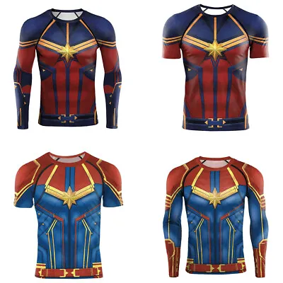 Buy Ms. Captain Marvel 3D T-Shirts Cosplay Superhero Sports Fitness Quick Dry Tee • 13.08£