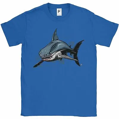 Buy Scary Great White Shark With Blood On Face Mens T-Shirt • 7.99£
