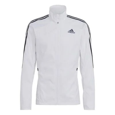 Buy Adidas Mens Marathon 3-Stripes 360 Reflectivity Running Jacket White SIZE: S • 49.99£