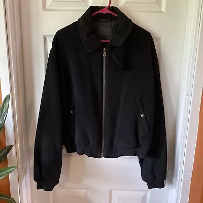 Buy Prada Milano Womens Large Zip Up Wool And Cashmere Coat Jacket Black • 196.83£