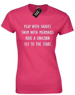 Buy Play With Fairies Ladies T Shirt Funny Cute Summer Printed Fashion Design • 8.99£