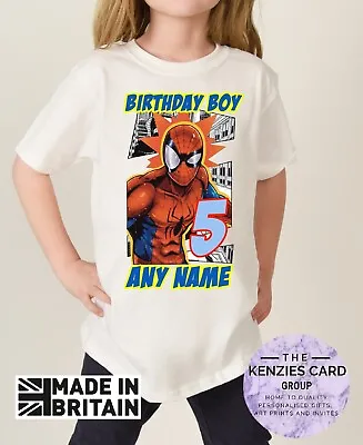 Buy Spiderman Kids Personalised Birthday T-shirt Any Name Any Number V3 • 9.70£
