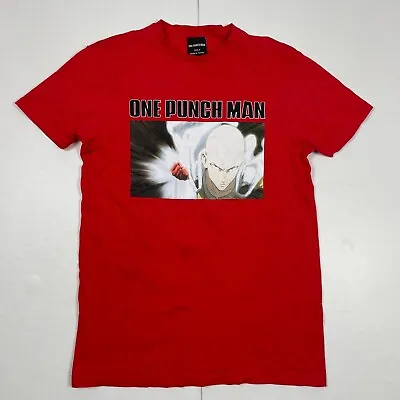 Buy Anime T-Shirt Small Red One Punch Man Round Neck Short Sleeve • 5.45£