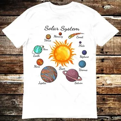 Buy Solar System Planets Sun Earth Comet Pluto Saturn Moon Venus Mars T Shirt 6021 • 6.35£