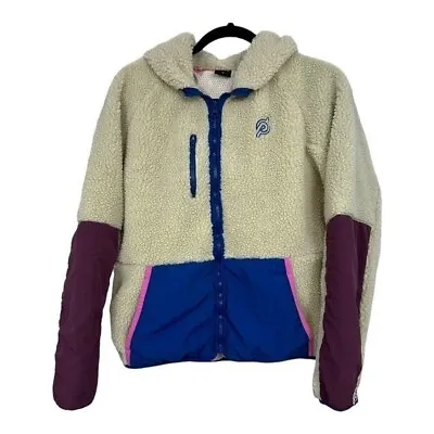 Buy Peloton Womens Jacket Color-Block Hooded Embroidered Zip Up Sherpa Size Medium • 42.41£