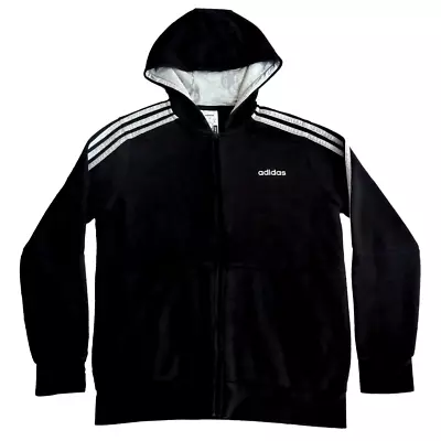Buy ADIDAS Unisex Hoodie Size 13-14 Years Black Grey Full Zip Pockets Long Sleeves • 4.99£