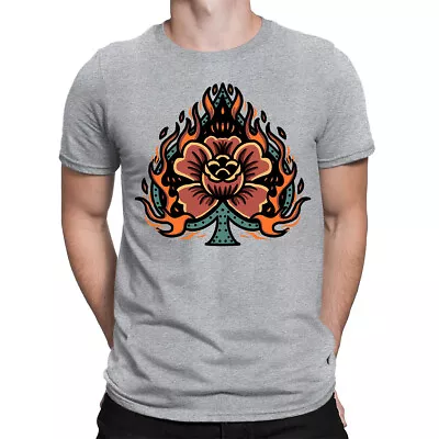 Buy Flaming Rose Tattoo Fire Flames Scary Tattooed Mens Womens T-Shirts Tee Top #BAL • 3.99£