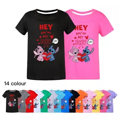Buy Kids Naughty Lilo And Stitch Short Sleeve T-Shirt Tee Top Cotton T Shirt Gifts • 8.99£