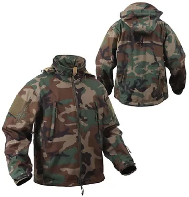 Buy Us Special Ops Tactical Army Soft Shell Fleece Jacket Woodland Camouflage Jacket • 108.32£