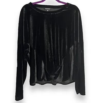 Buy Ellen Tracy Twist Knot Velvet Blouse Womens XL Black Long Sleeve Casual Top Goth • 20.05£