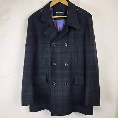 Buy Autograph Mens Medium Wool Check Peacoat Charcoal Formal Woven Smart Button • 47.69£