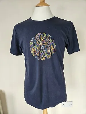 Buy PRETTY GREEN Paisley Logo Short Sleeve T-Shirt S Rainbow Floral Navy Blue Tee • 19.99£