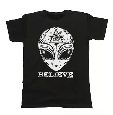 Buy ALIENS Believe T-Shirt Mens  Gift Funny Joke Space UFO Illuminati • 8.99£