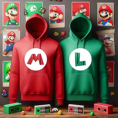 Buy Super Mario Hoodie, Luigi Hoodie, Mario Bros Logo Hoodie, Super Mario Game Hood • 20.99£