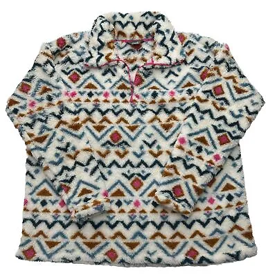 Buy Eddie Bauer Fleece Pullover Jacket Womens XL Colorful Aztec Plush 1/4 Zip • 23.57£