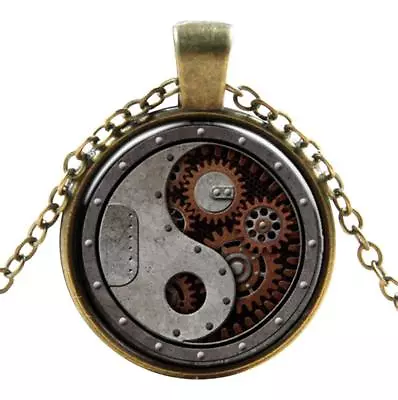 Buy Yin And Yang Style Steampunk Necklace Pendant Victorian Punk Vintage Jewellery • 7.50£