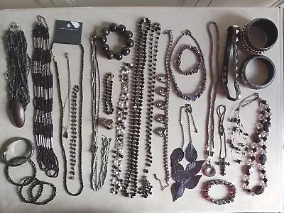Buy Black Silver Statement Goth Costume Jewellery Bundle Wear Resell Upcycle Craft • 12.75£