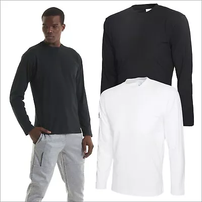 Buy Uneek Mens Long Sleeve T-Shirt Blank Casual Cotton Tee Shirt Work Wear Plain TOP • 7.97£