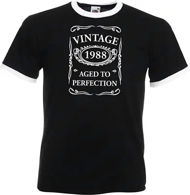 Buy 36th Birthday Gifts Presents Year 1988 Mens Ringer Vintage T-Shirt Aged To New • 12.99£