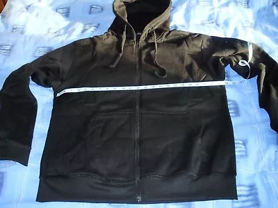 Buy Mens/Womens Black Sweatshirt Top Hoodie  Front Zip, Front Pockets Size L  • 14.98£
